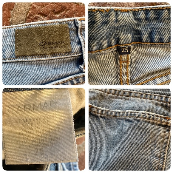 Carmar Blue Straight Leg Distressed Ripped Shredded size 25 Jeans denim - Picture 12 of 13